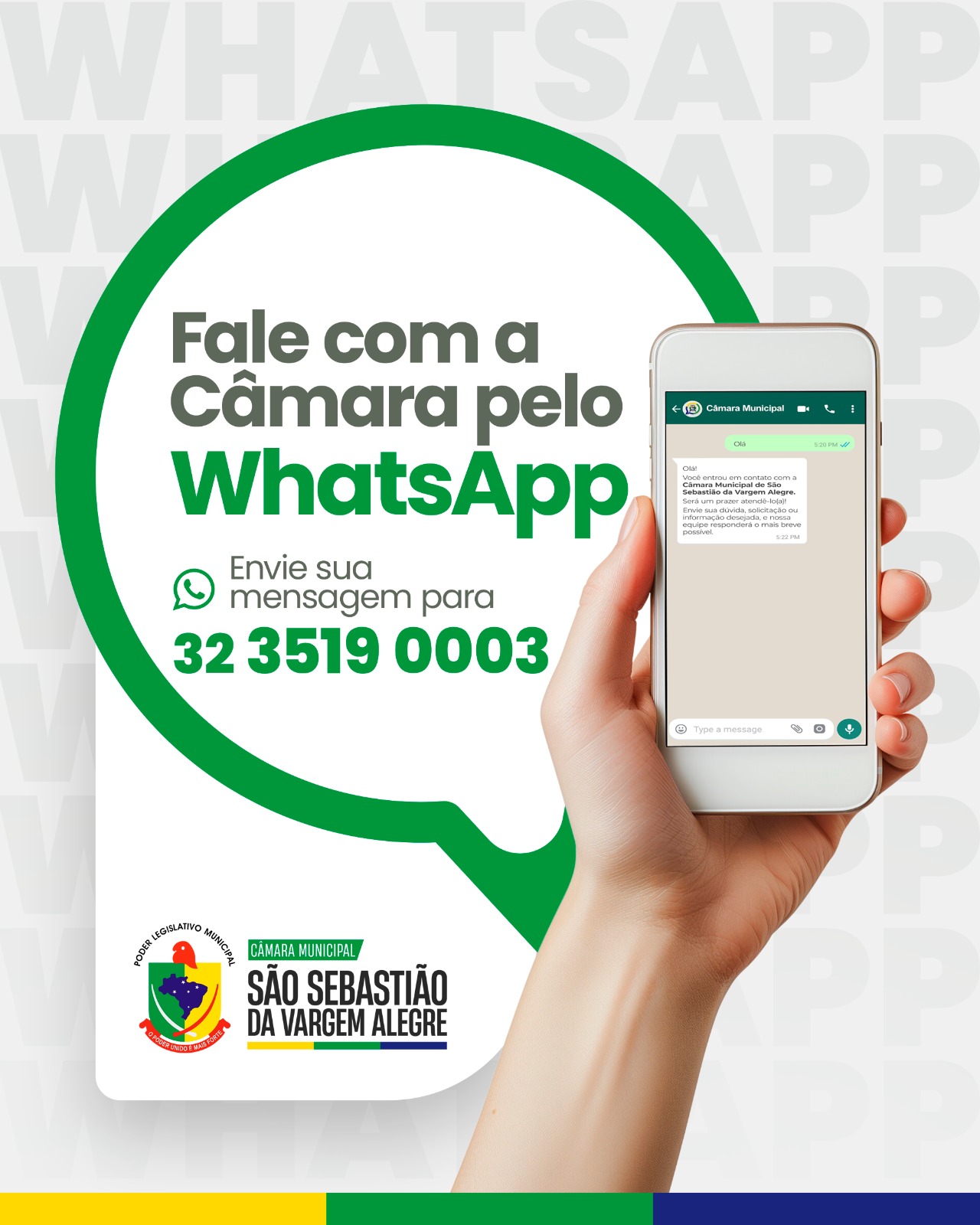 Fale com a Câmara pelo WhatsApp institucional