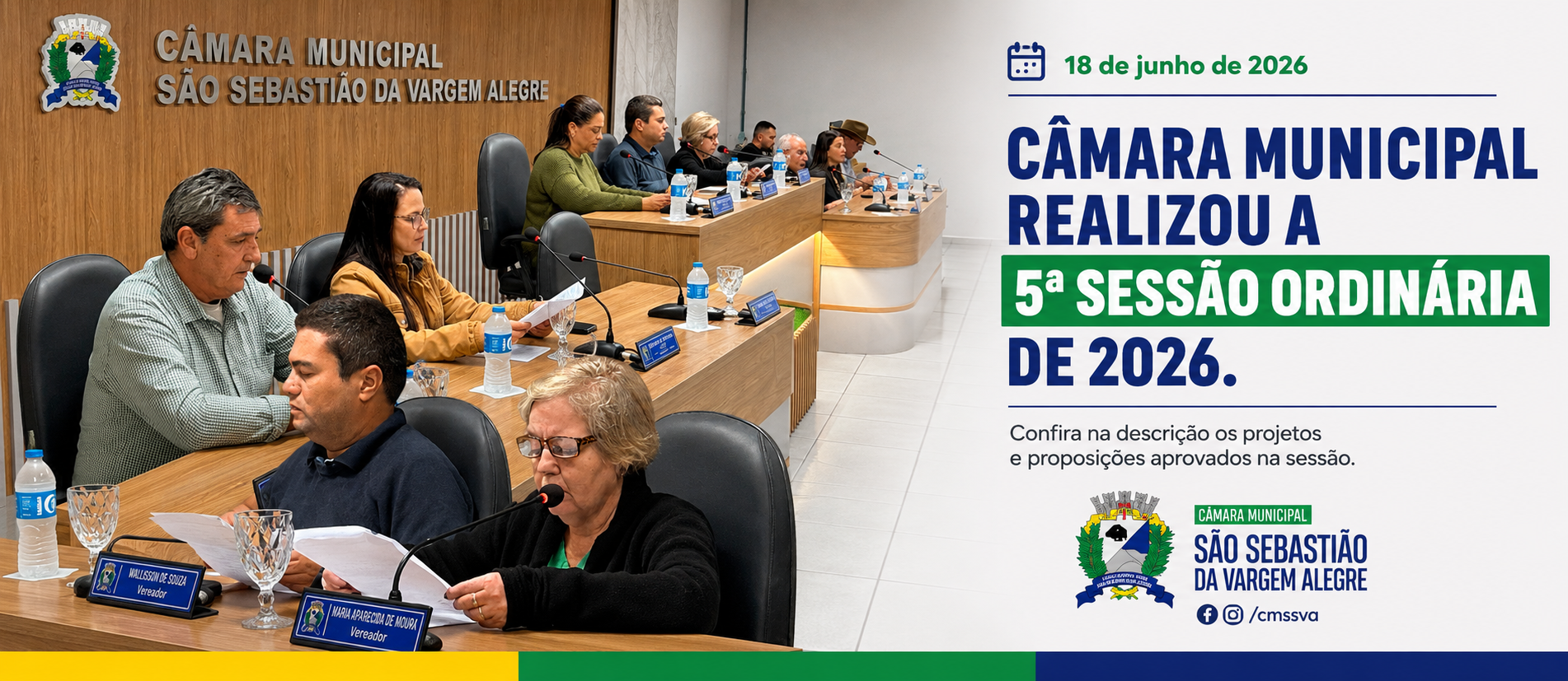 5ª Sessão Ordinária da Câmara Municipal de 2026 é realizada com aprovação de importantes projetos
