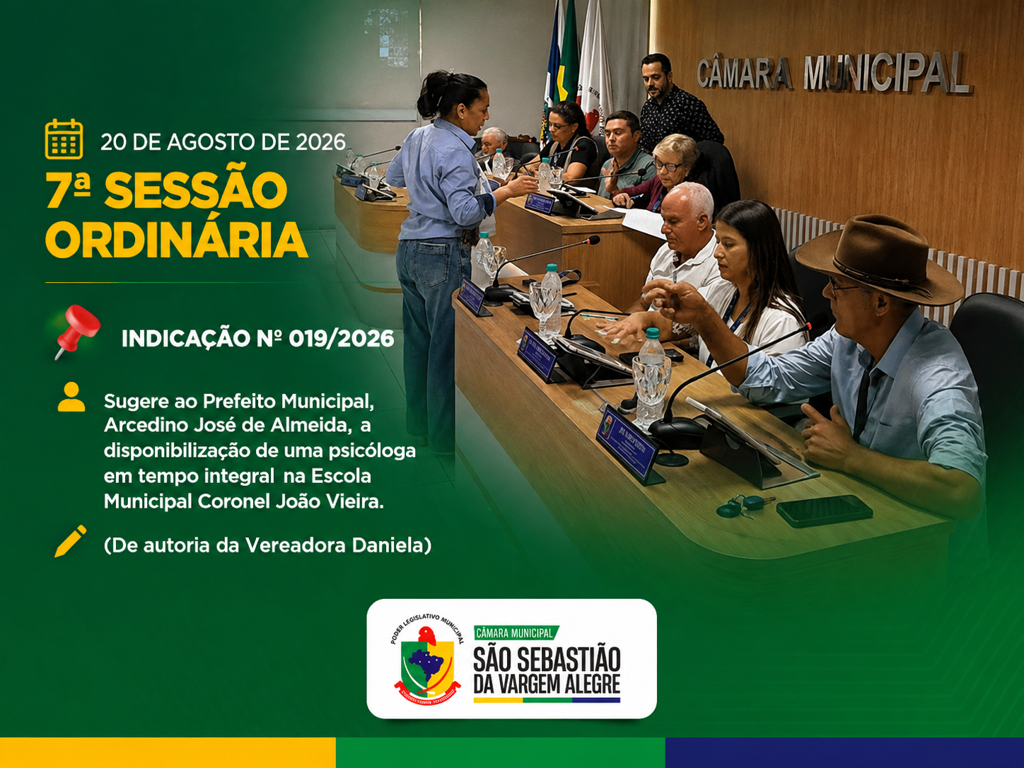 Câmara Municipal aprova projetos e apresenta novas indicações em sessão do dia 20 de agosto